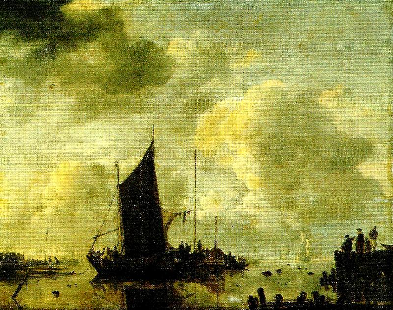 Jan van de Cappelle hamnstycke med speglande vatten China oil painting art